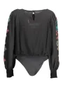 "Desigual Bodysuits im Sale | Schwarzer Desigual Langarm-Bodysuit mit Muster online kaufen"|Planet-Deluxe