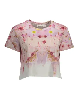 "Desigual Rosa Blüten T-Shirt: Elegant & Vielseitig"