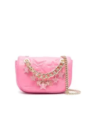 Rosa gesteppte Ledertasche mit Kette