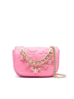 Rosa gesteppte Ledertasche mit Kette
