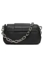 Schwarze Lederhandtasche mit Silberkette Schwarze Lederhandtasche mit Silberkette