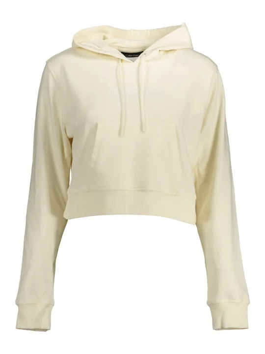 "Calvin Klein Sweatshirts im Sale | Calvin Klein Cropped Hoodie Cremefarben online kaufen"|Planet-Deluxe