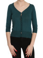 Tops & T-Shirts Chic Blue Green Cotton Cardigan Top 260,00 € 7333413030757 | Planet-Deluxe