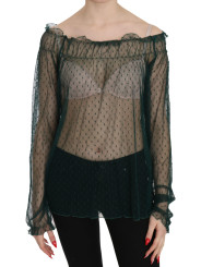 Tops & T-Shirts Elegant Green Mesh Long Sleeve Top 170,00 € 7333413035332 | Planet-Deluxe