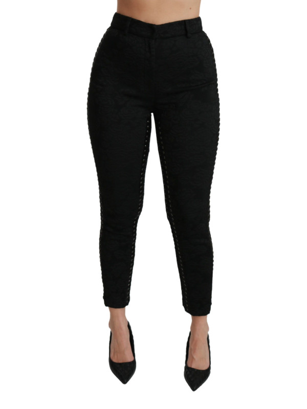 Jeans & Pants Elegant High Waist Skinny Black Brocade Pants 2.130,00 € 8054319767675 | Planet-Deluxe