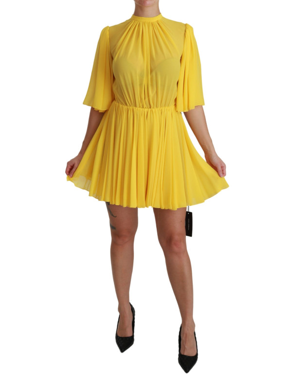 Dresses Silk Pleated A-line Mini Dress in Sunshine Yellow 2.560,00 € 8054802536870 | Planet-Deluxe