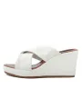 Weiße Leder Keilsandalen mit Riemchen