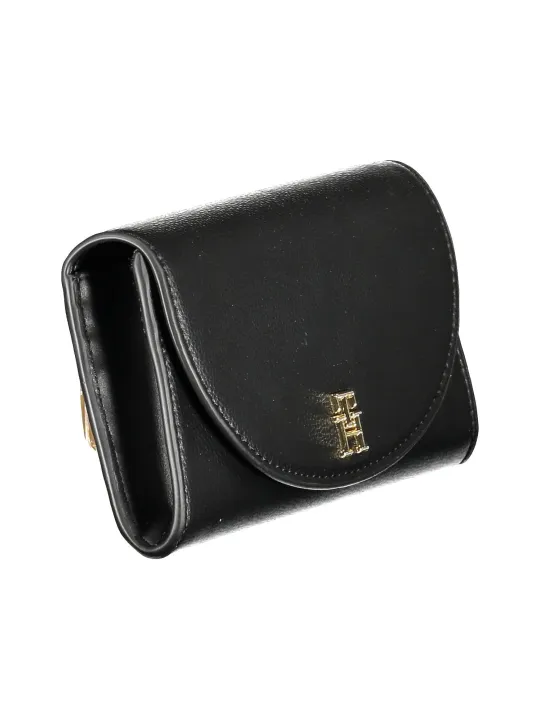 Tommy Hilfiger Elegante Schwarze Ledergeldbörse mit Logo