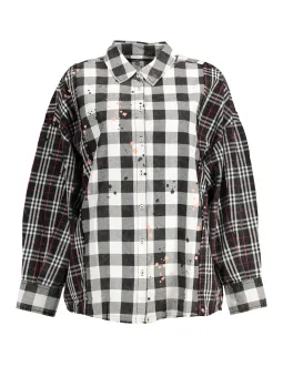 Desigual Schwarz-Weiß Hemd mit Roten Akzenten