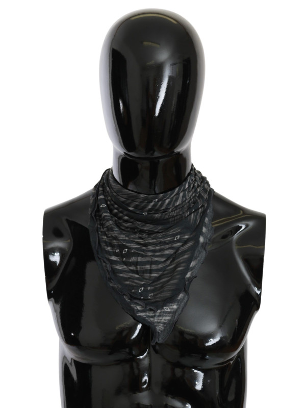 Scarves Elegant Black Striped Men's Viscose Scarf 170,00 € 8032990454206 | Planet-Deluxe