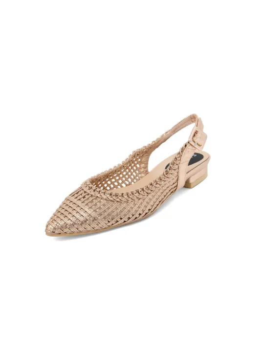 Champagnerfarbene Satin-Sandalette mit Absatz