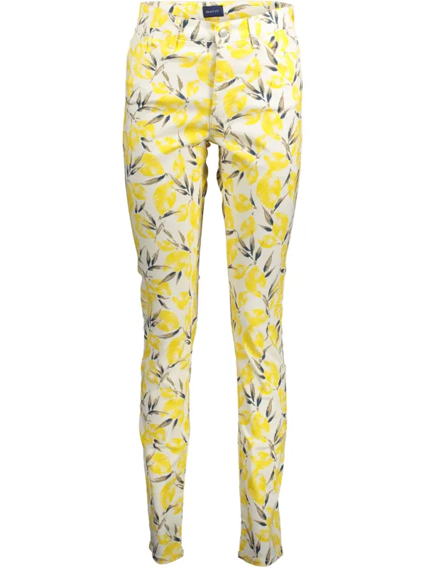GANT Herrenhose Weiß Gelb mit Blumenmuster - Stilvoll & Modern
