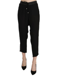 Jeans & Pants Chic High Waist Cropped Pants in Elegant Black 180,00 € 8058301881073 | Planet-Deluxe