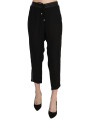 Jeans & Pants Chic High Waist Cropped Pants in Elegant Black 180,00 € 8058301881073 | Planet-Deluxe