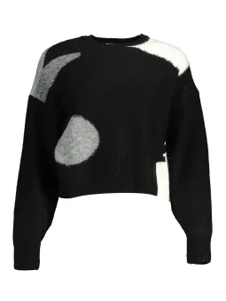 Desigual Damen Cropped-Pullover – Schwarz mit Grafikelementen