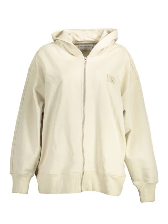 "Calvin Klein Sweatshirts im Sale | Calvin Klein Beige Recycled Cotton Hoodie online kaufen"|Planet-Deluxe