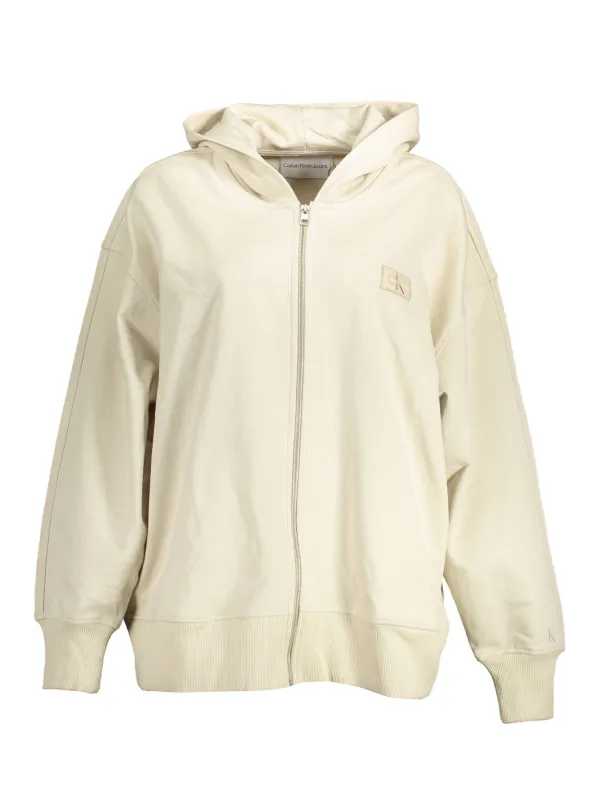 "Calvin Klein Sweatshirts im Sale | Calvin Klein Beige Recycled Cotton Hoodie online kaufen"|Planet-Deluxe