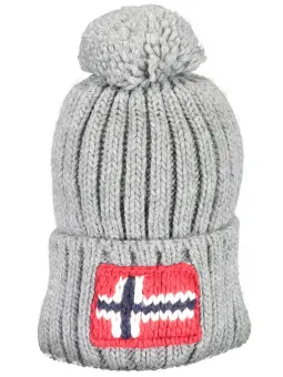 "Stilvolle Napapijri Graue Beanie mit Bommel - Caps & Mützen"