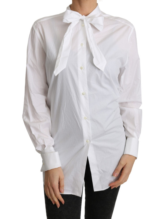Tops & T-Shirts Elegant Scarf Neck Cotton Blouse 500,00 € 8054319612029 | Planet-Deluxe