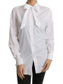 Tops & T-Shirts Elegant Scarf Neck Cotton Blouse 500,00 € 8054319612029 | Planet-Deluxe