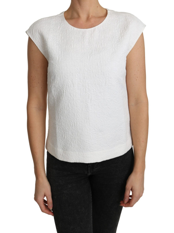 Tops & T-Shirts Elegant White Cotton Blend Blouse 1.070,00 € 8052087216319 | Planet-Deluxe