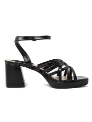 Schwarze Lederriemchen Sandalette mit Absatz