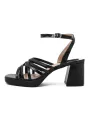 Schwarze Leder Sandalette mit Absatz