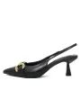 Schwarze Leder Slingback Sandalette