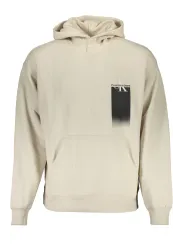 "Calvin Klein Sweatshirts im Sale | Calvin Klein Unisex Beige Schwarz Kapuzenpullover mit Logo und Tasche online kaufen"|Planet-Deluxe