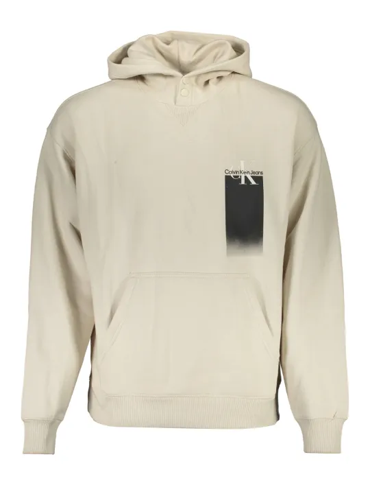 "Calvin Klein Sweatshirts im Sale | Calvin Klein Unisex Beige Schwarz Kapuzenpullover mit Logo und Tasche online kaufen"|Planet-Deluxe