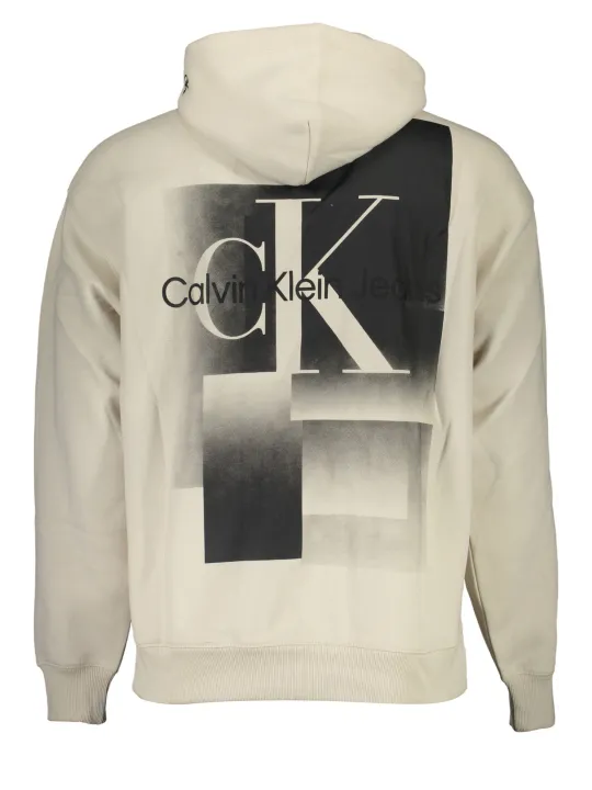 "Calvin Klein Sweatshirts im Sale | Calvin Klein Unisex Beige Schwarz Kapuzenpullover mit Logo und Tasche online kaufen"|Planet-Deluxe