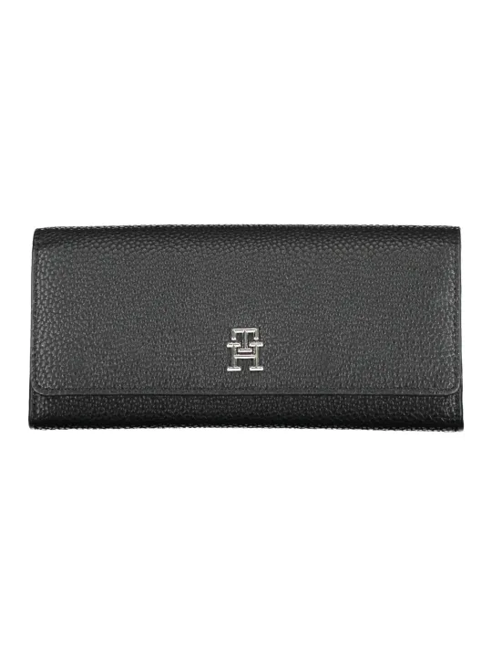 Elegante Tommy Hilfiger Geldbörse - Geprägtes Schwarzes Leder