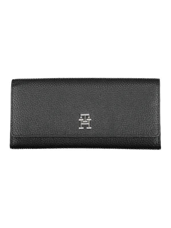 Elegante Tommy Hilfiger Geldbörse - Geprägtes Schwarzes Leder