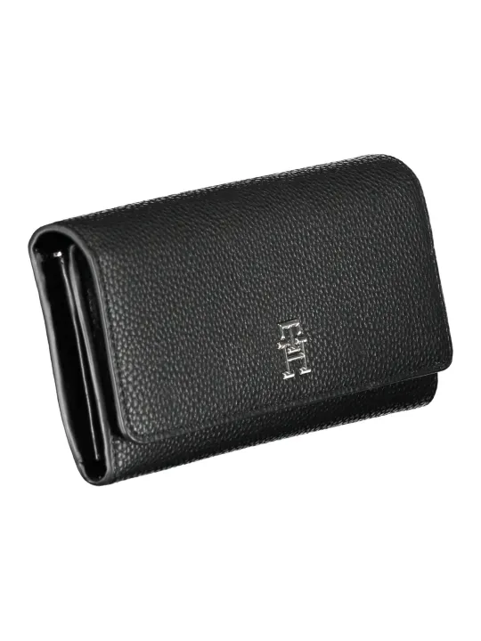 Elegante Tommy Hilfiger Geldbörse - Geprägtes Schwarzes Leder