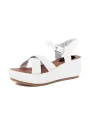 Weiße Damen-Riemchensandalen mit Plateausohle