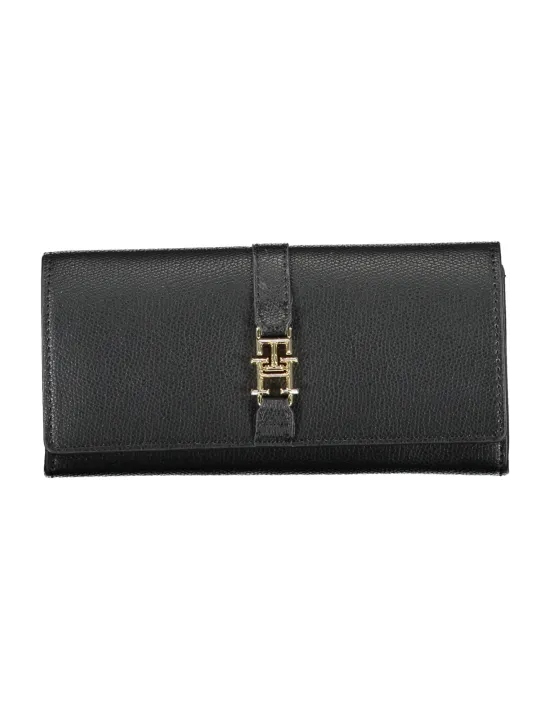 "Tommy Hilfiger Geldbörsen im Sale | Tommy Hilfiger AW0AW14234_NERO_BDS - Elegante Schwarze Leder-Geldbörse mit Goldenen Details für Stilbewusste Damen und Herren online kaufen"|Planet-Deluxe