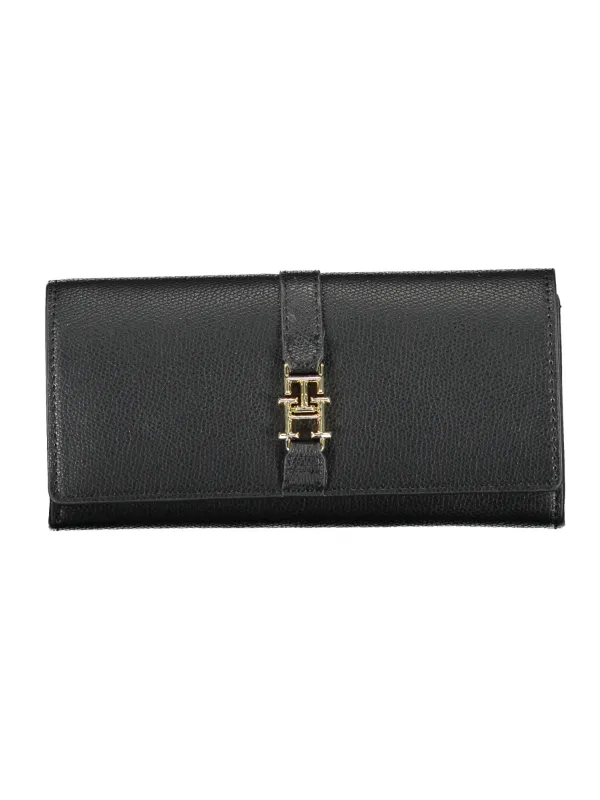 "Tommy Hilfiger Geldbörsen im Sale | Tommy Hilfiger AW0AW14234_NERO_BDS - Elegante Schwarze Leder-Geldbörse mit Goldenen Details für Stilbewusste Damen und Herren online kaufen"|Planet-Deluxe