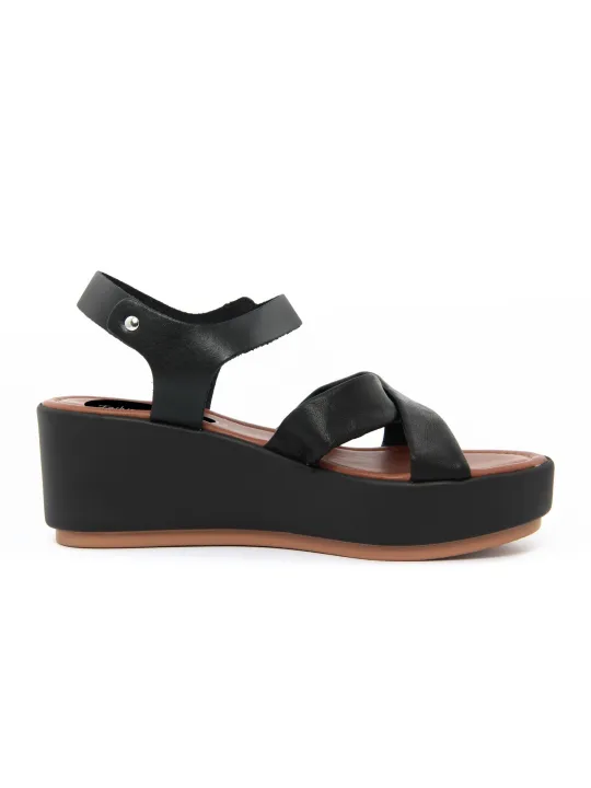 Schwarze Keilsandalen mit Plateausohle