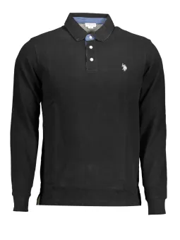 US Polo Herren Langarm Poloshirt Schwarz – Stilvoll & Elegant