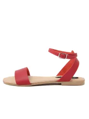 Rote Leder-Sandalette mit Riemen