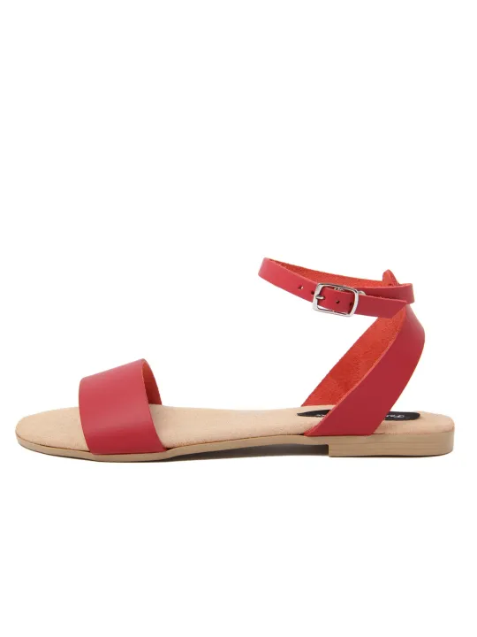 Rote Leder-Sandalette mit Riemen