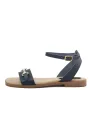 Blaue Damensandalen mit Goldbeschlägen