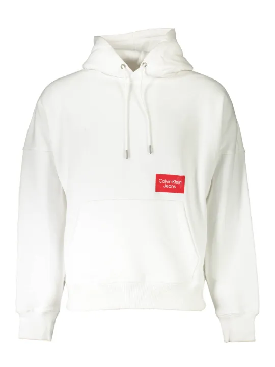 "Calvin Klein Sweatshirts im Sale | Calvin Klein Weißer Logo-Sweater mit Kapuze und Tasche online kaufen"|Planet-Deluxe
