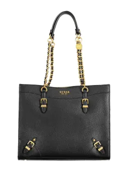 "Exklusive GUESS Leder Tasche: Schwarz & Gold Akzente"
