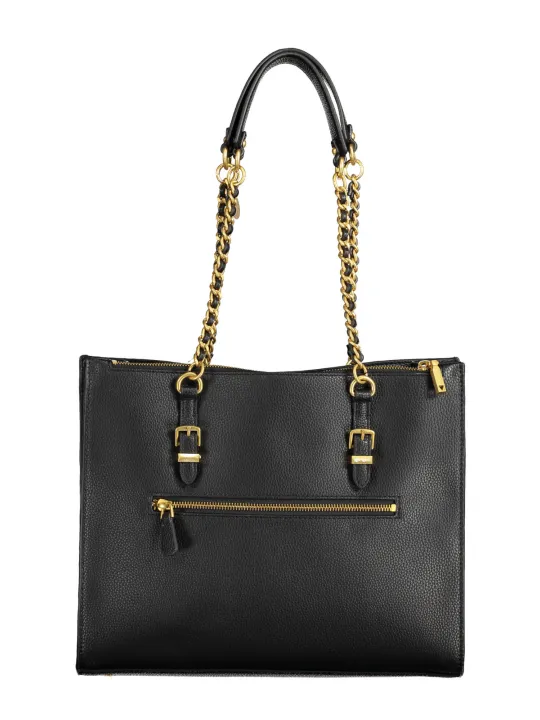 "Exklusive GUESS Leder Tasche: Schwarz & Gold Akzente"