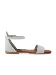 Weiße Leder Sandalette mit Absatz