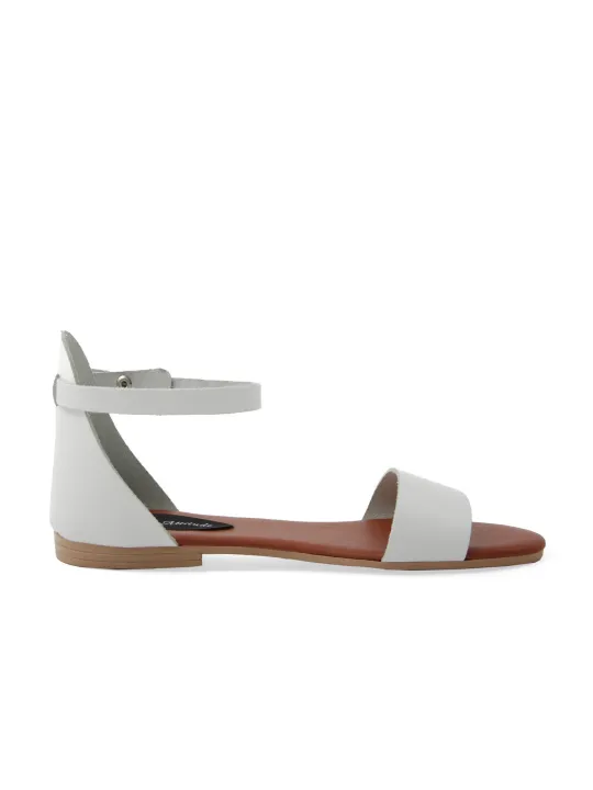 Weiße Leder Sandalette mit Absatz