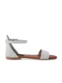 Weiße Leder Sandalette mit Absatz