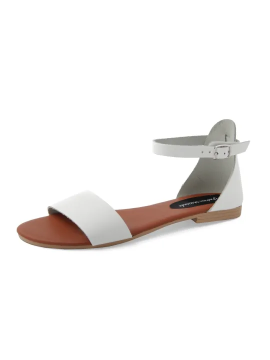 Weiße Sandalette mit Holzabsatz