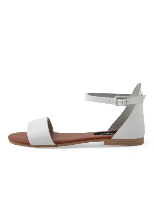 Weiße Sandalette mit Riemchenverschluss